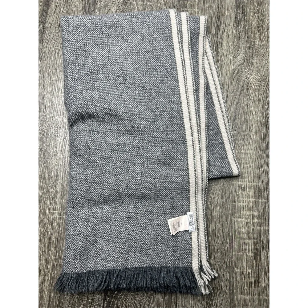 Brunello Cucinelli 100% Cashmere Shawl Scarf Wrap Grey Gray 19